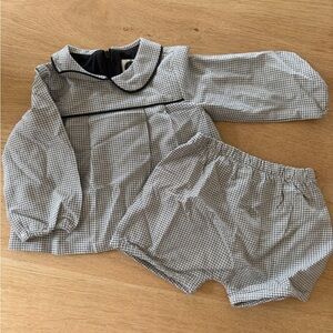 Toddler Black & White Check Peter Pan Collar Matching Set